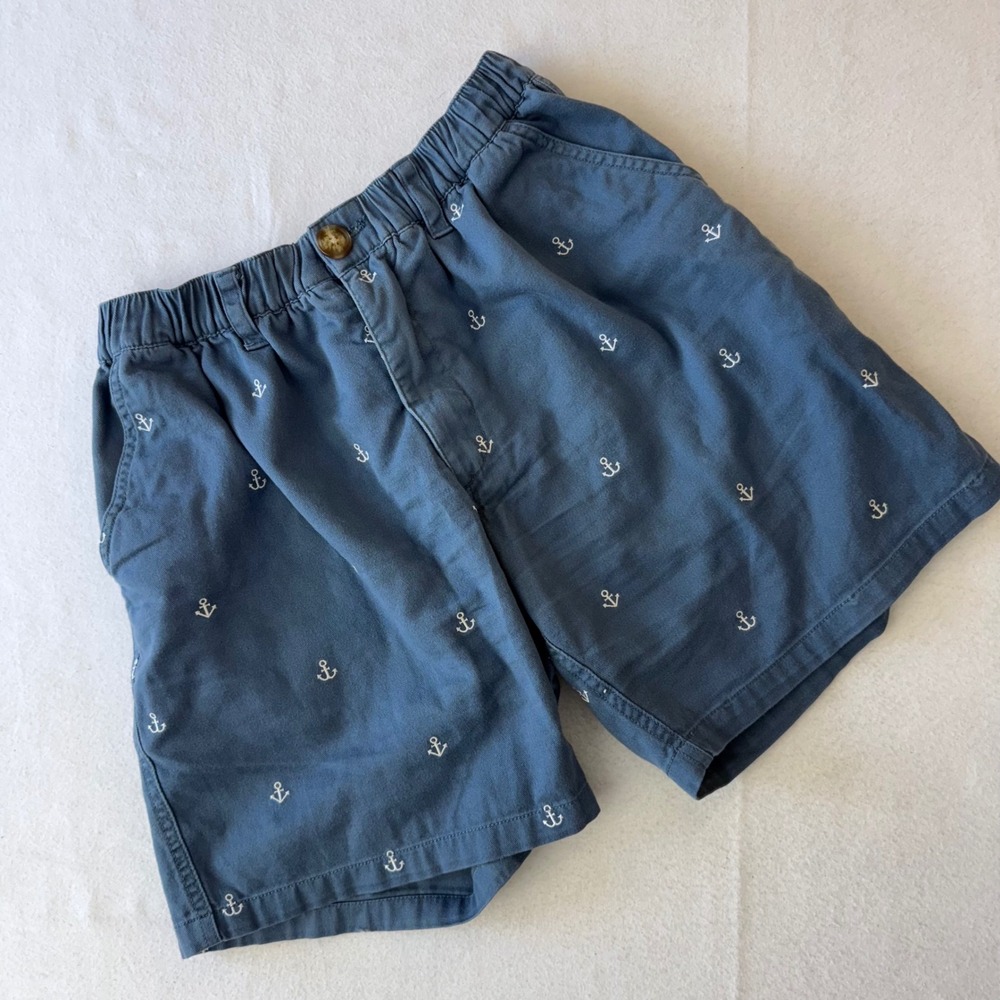 Chubbies Mens Navy Blue Anchor Embroidered Shorts Small Cotton